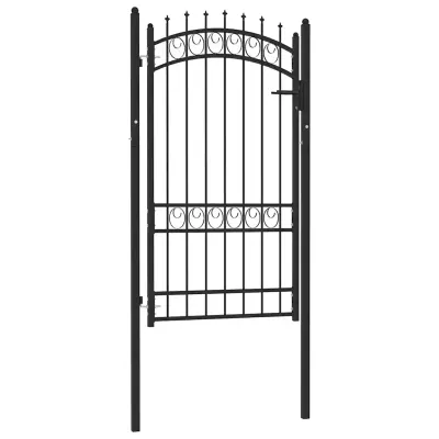 vidaXL Poartă de gard EMMEN cu țepi din oțel 103x134,5 cm, negru