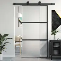 Gossi usa glisanta, negru, 102,5x205 cm, sticla securizata/aluminiu