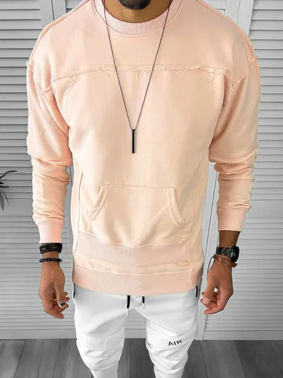 Hanorac barbati roz pudra slim fit K151 23-5.3