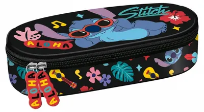 Neceser oval St. Majewski Stitch - Black Aloha, 1 fermoar