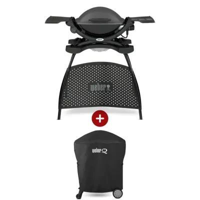 Starter pack gratar electric Weber Q 1400 - Antracit cu suport + husa