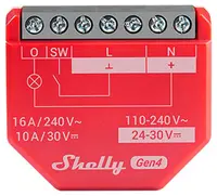 Releu inteligent Shelly – 1PM Gen4, 16A, cu măsurătoare, roșu