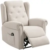 HOMCOM Fotoliu relax electric cu masaj și încălzire, cu spătar și suport pentru picioare reglabil manual, buzunar lateral, bej | Aosom Romania