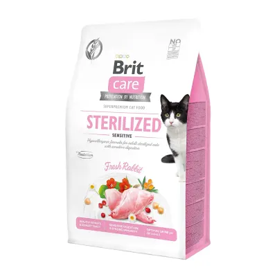 BRIT Care Sterilized Sensitive, Iepure, hrană uscată fără cereale pisici sterilizate, 400g