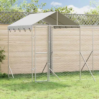 vidaXL Padoc exterior cu acoperiș argintiu 10x2x2,5 m oțel galvanizat