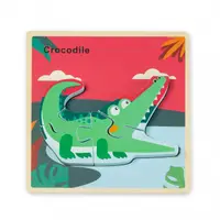 Puzzle 3D din lemn - crocodil Montessori