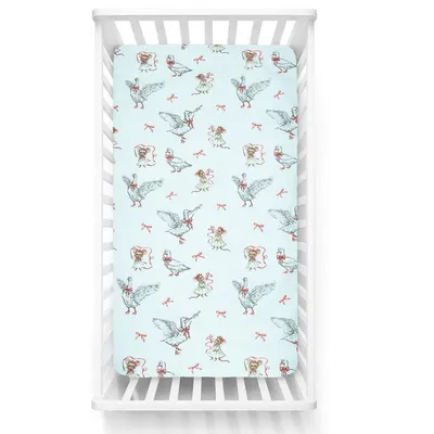 Cearceaf cu banda elastica pentru pat copii Kerstin Mother Goose, 100 bumbac, pentru saltea 120x60 cm