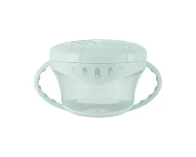 Bol cu manere pentru copii KikkaBoo Snack-me-up Mint,capac moale si flexibil cu orificu usor de accesat,ideal pentru gustari