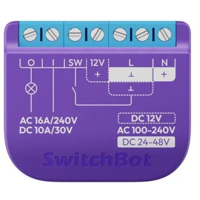 Releu Inteligent cu Contact Uscat SwitchBot 080885, 16A, 100 240VAC sau 12-24-48VDC, Matter