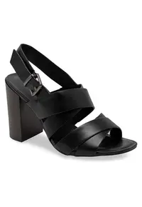Sandale dama - piele ecologica - clasic - negru -