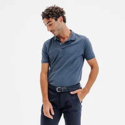 Tricou polo golf bumbac și poliester cu mâneci scurte Bărbați MW500 bleu ardezie