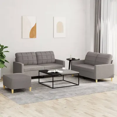 Gossi set de canapea cu perne, 3 piese, gri taupe, material textil