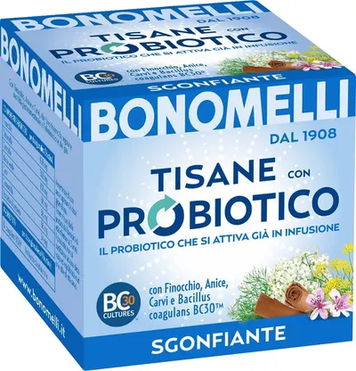 Ceai din plante cu probiotic, fenicul și mușețel, 10 plicuri, Bonomelli