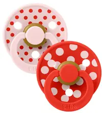 Suzete Bibs - Colour Studio Polka, 6-18 luni, 2 bucăți, Blossom/Candy Apple