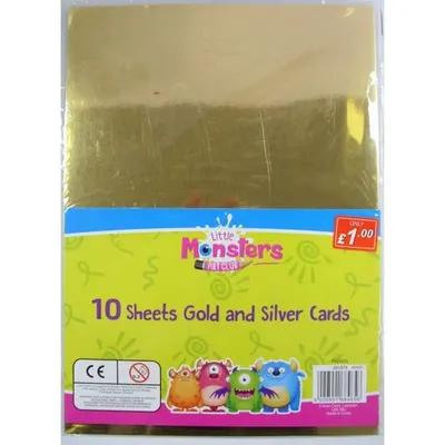Little Monsters 10 Sheets Gold & Silver Cards