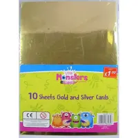 Little Monsters 10 Sheets Gold & Silver Cards