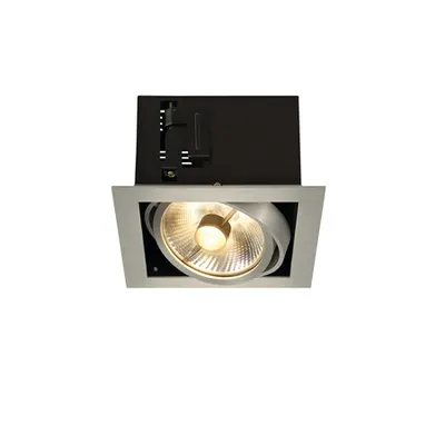 Spot incastrat, KADUX Ceiling lights GU10, aluminium single-headed, QPAR111, square, brushed aluminium, max. 75W