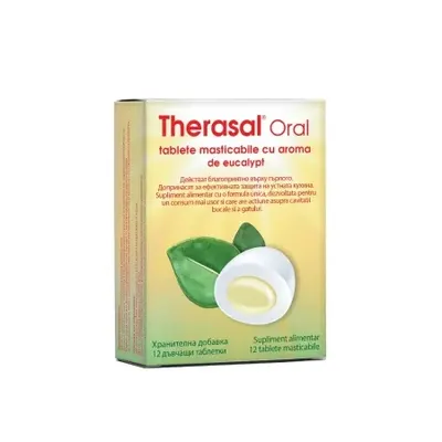 Therasal Oral cu aroma de eucalipt, 12 tablete masticabile, Vedra