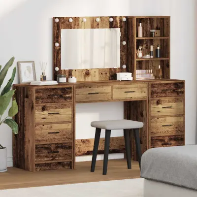vidaXL Masă de Machiaj 3 buc. Lemn vechi 78,5 x 41 x 135 cm