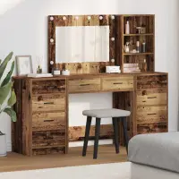 vidaXL Masă de Machiaj 3 buc. Lemn vechi 78,5 x 41 x 135 cm