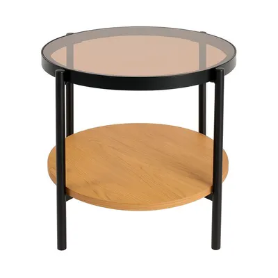 Măsuță auxiliară rotundă cu blat din sticlă ø 48 cm Hassel – Unique Furniture