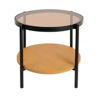 Măsuță auxiliară rotundă cu blat din sticlă ø 48 cm Hassel – Unique Furniture