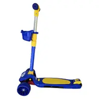 Trotineta pentru copii Novokids Mini Scooter 6160 Albastru cu roti luminoase din silicon, melodii si lumini, 3 roti, pliabila, maner reglabil, greutate suportata 50 kg