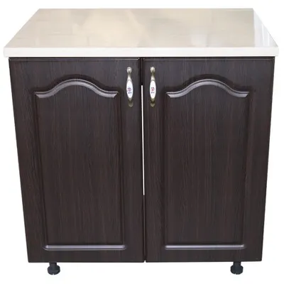 Masca pentru chiuveta cu 2 usi 80 cm Zebra, Wenge/MDF Wenge Mustata, cu blat Travertin, 80 x 85 x 60 cm