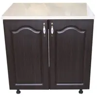 Masca pentru chiuveta cu 2 usi 80 cm Zebra, Wenge/MDF Wenge Mustata, cu blat Travertin, 80 x 85 x 60 cm