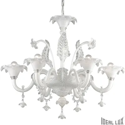 candelabru Ca’ Vendramin, 6 becuri, dulie E14, D:800 mm, H:900/1350 mm, Alb
