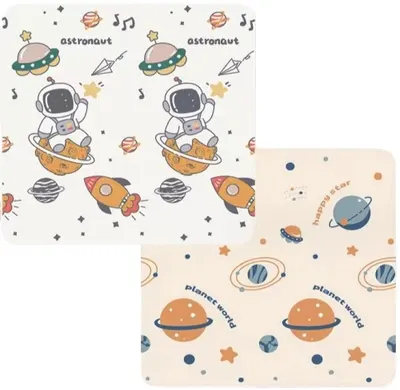 Covoraș de joacă cu două fețe Sonne - Astronaut/Planets, 180 x 200 х 1 cm