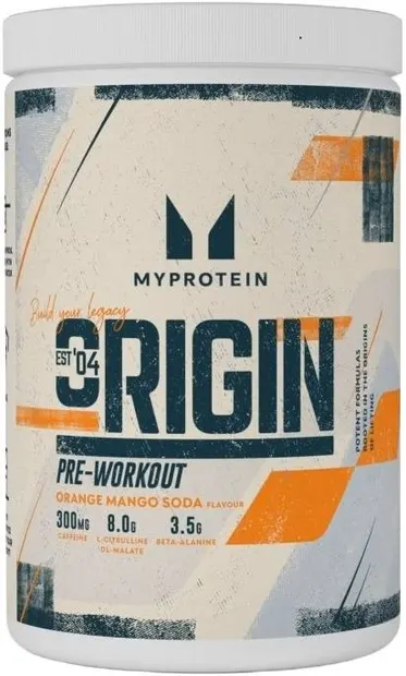 Origin Pre-Workout, portocală și mango, 600 g, Myprotein