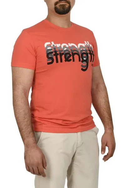 Tricou barbat cu imprimeu STRENGTH, corai (Marime tricou: M)