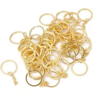 Inele breloc aurii 2.5cm cu lanț (set 200 buc) - Default Title