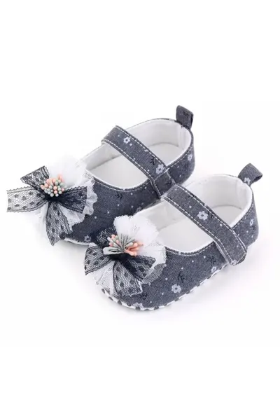 Pantofi Model AL 15176 cu floricica si fundita - Textil - Bleumarin - Bleumarin