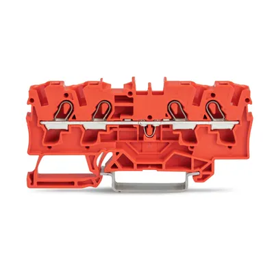 4-conductor through terminal block; 4 mm²; suitable for Ex e II applications; side and center marking; for DIN-rail 35 x 15 and 35 x 7.5; Push-in CAGE CLAMP®; 4,00 mm²; red