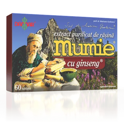 Extract purificat de rasina Mumie cu Ginseng, 60 tablete, Damar