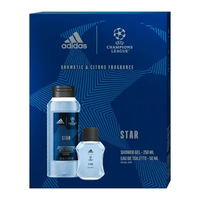 Set Cadou Barbati Adidas Uefa Star, Apa de Toaleta 50 ml, Gel de Dus 250 ml