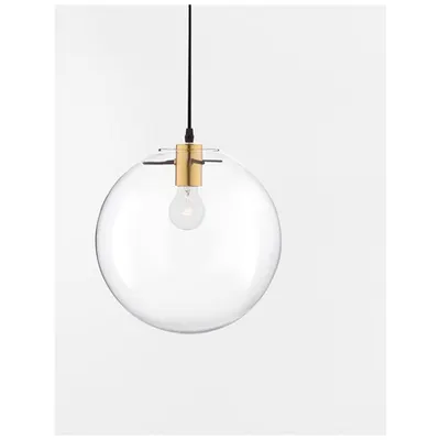 Lampa suspendata MIRALE Auriu Metal Sticla clara & Negru PVC Wire LED E27 1x12 Wat 230 Volt IP20 Fara bec