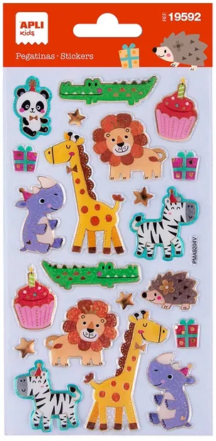 Stikere volumetrice din epoxy Apli Kids - Animale de petrecere, 22 bucăți