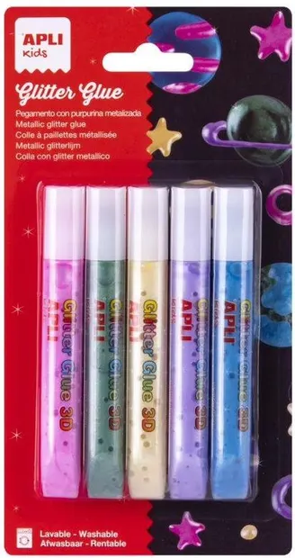 Adeziv Apli Kids - 3D, metalic, 5 culori