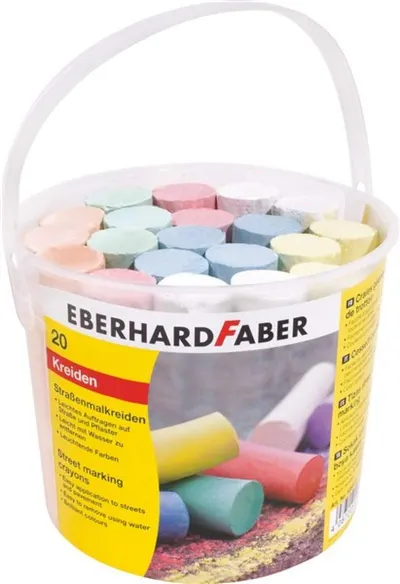 Set de cretă Eberhard Faber - 20 de bucăți, într-o găleată