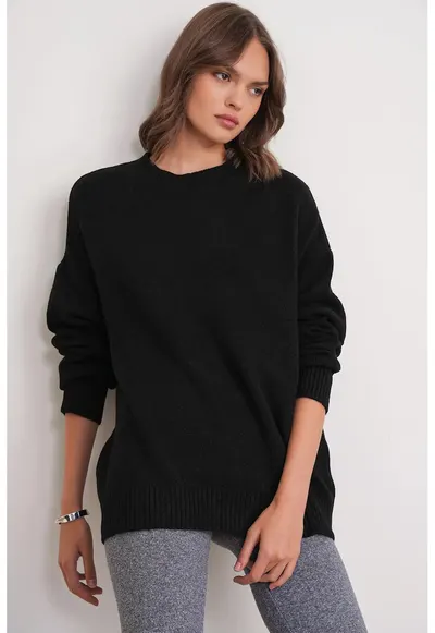 Pulover tricotat supradimensionat HiCCUP - negru - tricot