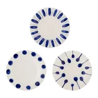 Farfurii albe/albastre 3 buc. pentru desert din gresie ø 22 cm Linora – Bloomingville