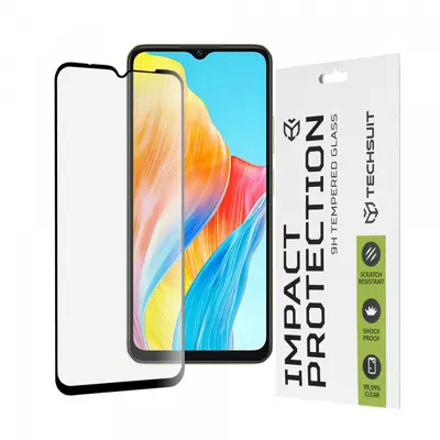 Folie de protectie Ecran Techsuit pentru Oppo A18 / A38, Sticla Securizata, Full Glue, 111D, Neagra