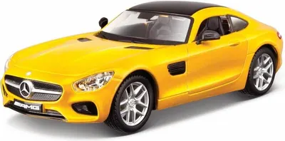 Mașinuță metalică Bburago - Mercedes Benz AMG GT (C190) 2016, 1:32, galbenă