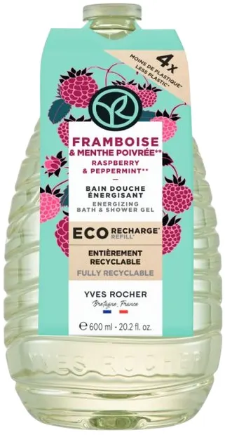 Yves Rocher Bain Nature Gel de duș ,zmeură și mentă, umplutură, 600 ml