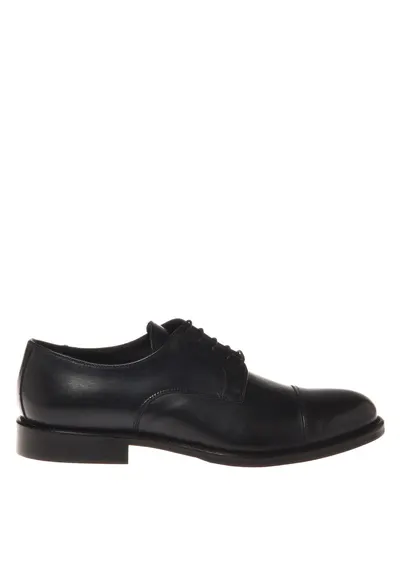 Pantofi Oxford de piele cu varf rotund - Albastru ultramarin