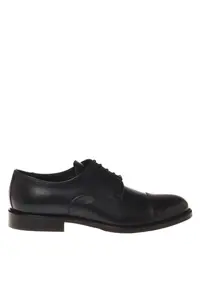 Pantofi Oxford de piele cu varf rotund - Albastru ultramarin