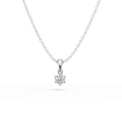 Lant cu pandantiv din aur alb cu diamant solitaire de 0.3ct